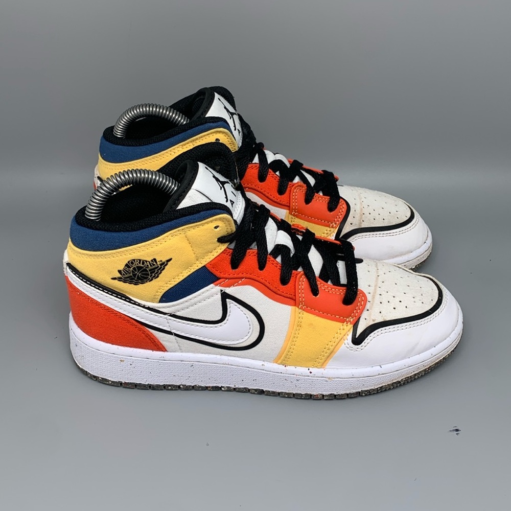 Jordan 1 Mid SE Orange Gold Shoes DV1316-100 Youth Sz 5Y Women's Sz‎ 6.5